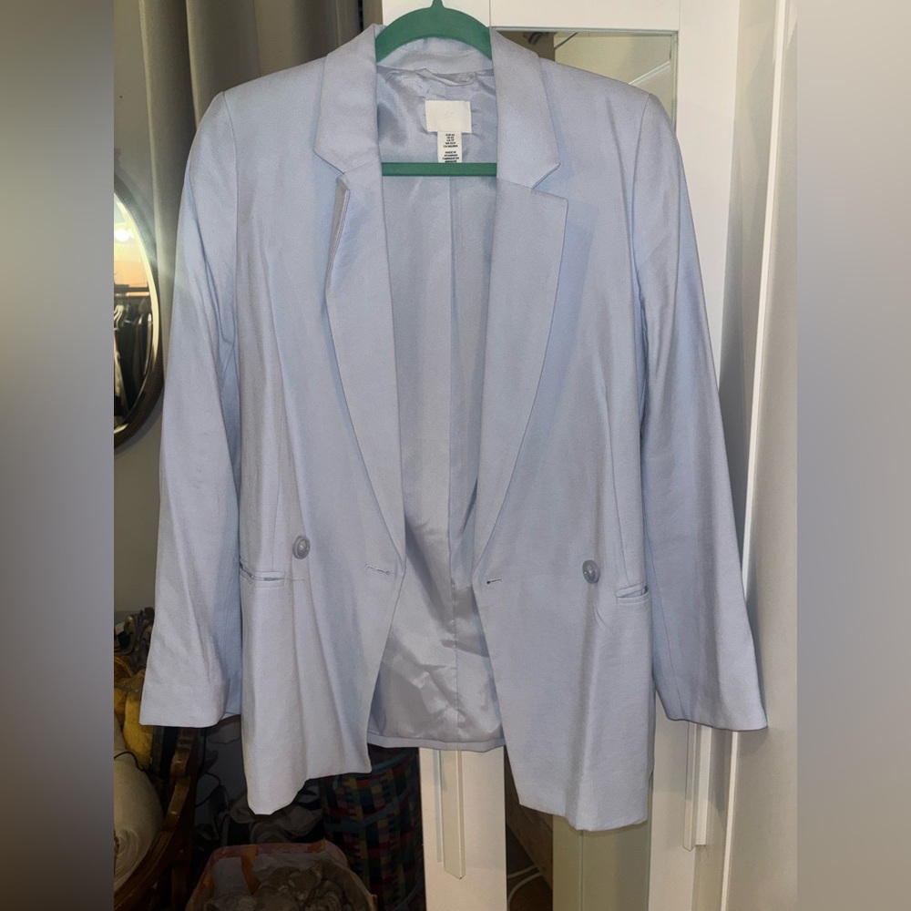 H&M Relaxed Oversized Powder Blue Blazer